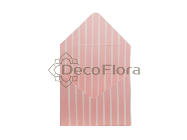Коробка-конверт для цветов 20*8*30см розовое в пудровую полоску