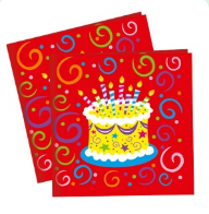 Салфетки 33*33см Торт яркий (12 штук)