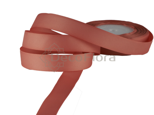 Лента репсовая 1cm*20м - 1027 - темно-коралловая