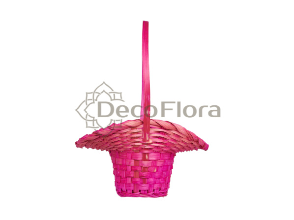 Корзина бамбуковая d21*13 h14 hh29 розовая