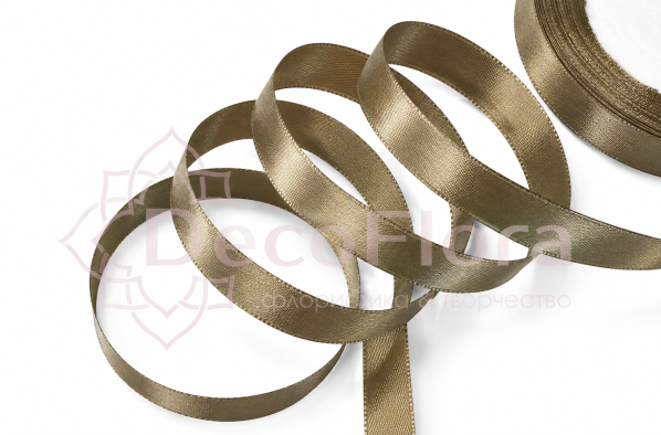 Лента атласная 1,2cm*20м - 105 - хаки
