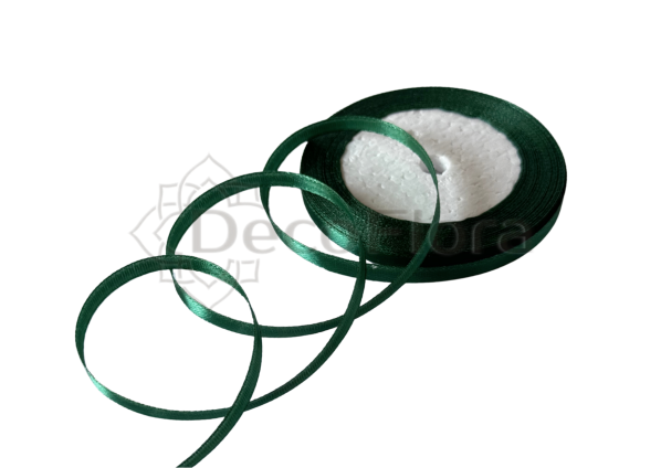 Лента атласная 0,6cm*25ярд - 056 - зелёная
