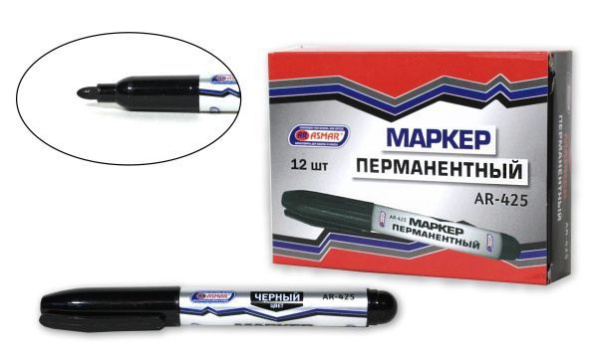 Маркер перманентный 2мм чёрный AR-425
