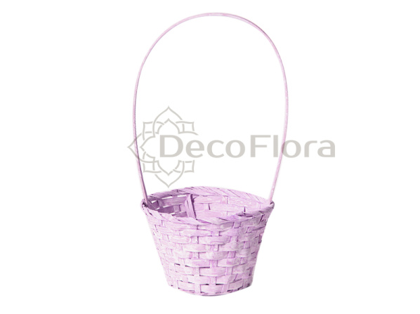 Корзина бамбуковая d13 h9,5 hh28 светло-фиолетовая 